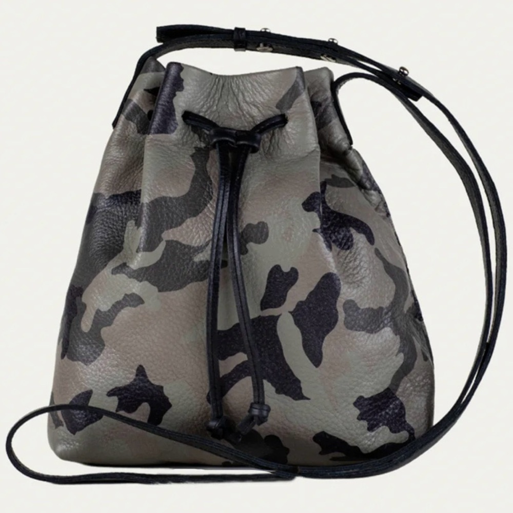 PaulaJen🩷 Mini Buttery Italian Leather Crossbody Camo Tote